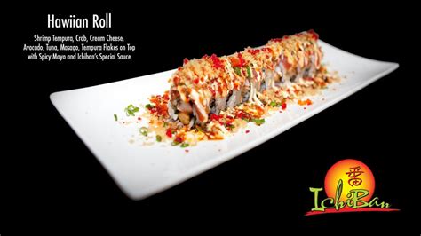 Ichiban sioux city - with Ichiban Sauce. 117. FLOWER ROLL 10.75 Tempura Shrimp, Crab, Cucumber, Masago and Mayo, rolled in Rice and Seaweed. 118. SEXY ROLL 15.25 Crab, White Tuna, Cream Cheese, Avocado, Masago rolled in Rice and Seaweed. Deep fried, drizzle with Spicy Mayo and Ichiban Sauce. 119. KAMIKAZE 14.75 Shrimp Tempura, Spicy Crab, Cream Cheese rolled in ... 